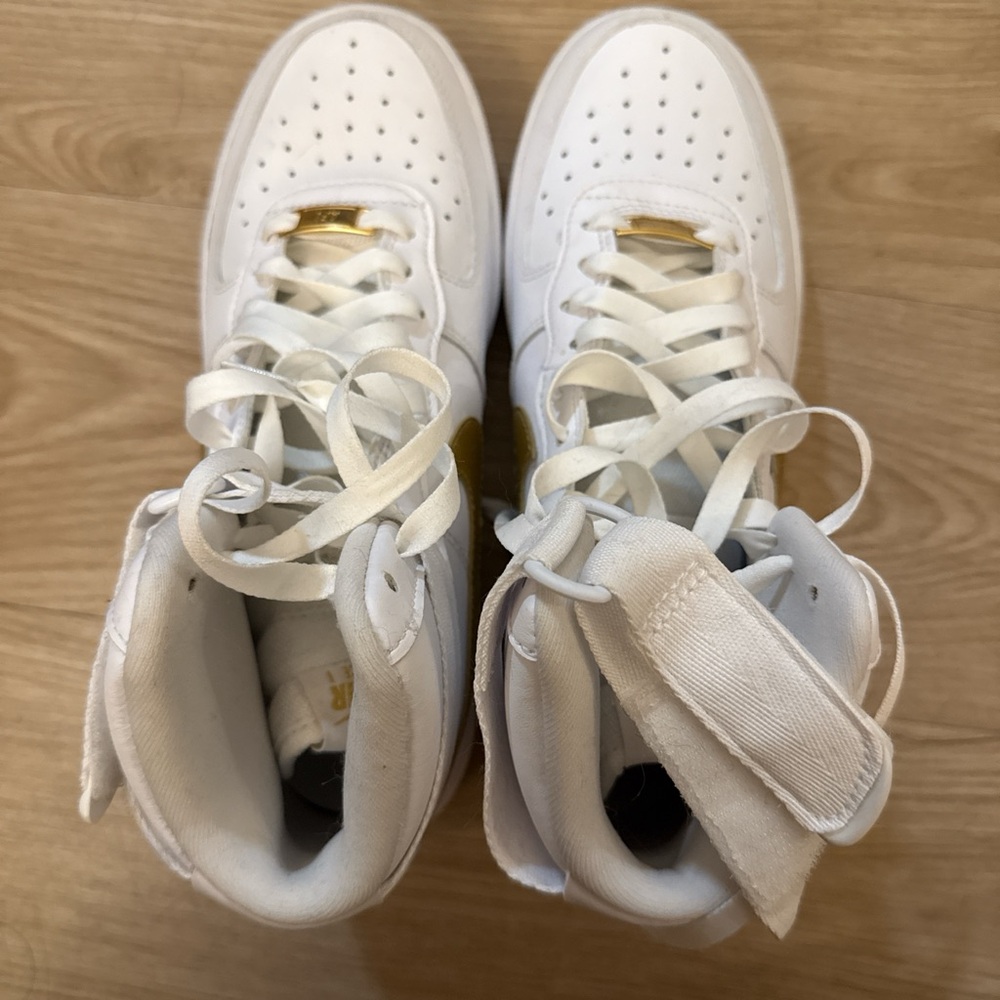 Nike White and Gold Airforce 1